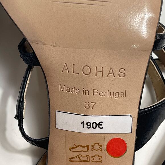 ALOHAS NWOT Aubrey Strappy Yellow Block Heel Square Toe Sandal Size 37/6.5 - Picture 14 of 16